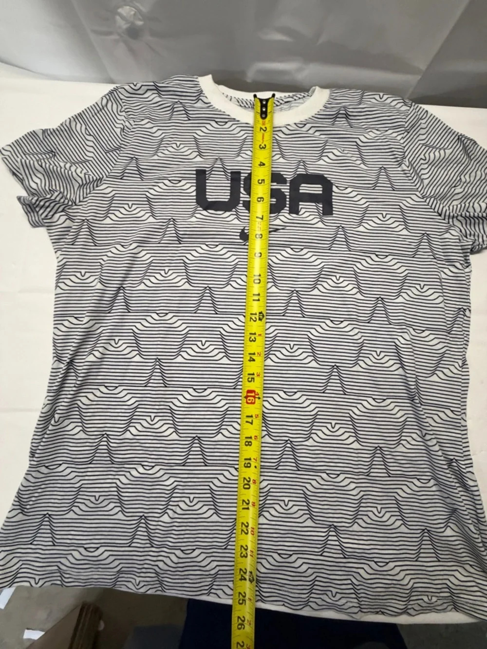 Nike White Black Striped 'USA' Short‎ Sleeve Tee